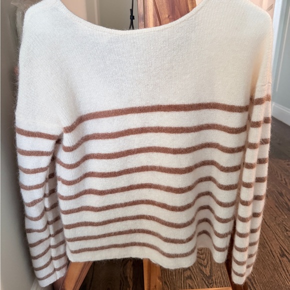 Sezane Cream and Brown Striped Cardigan - Picture 2 of 6